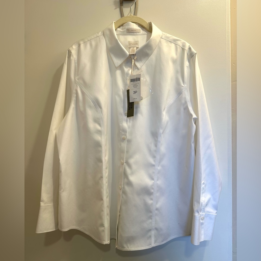NWT 3P Chico's No-Iron White Button-Down Shirt